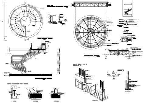 A Spiral Stair Plan And Section Autocad File Cadbull