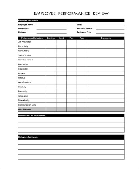 Free Printable Performance Review Template
