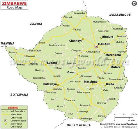 Zimbabwe Road Map Map Roadmap Wall Maps