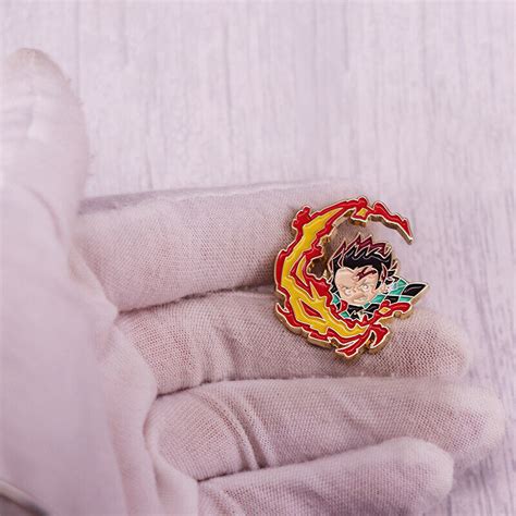 Anime Demon Slayer Kamado Tanjirou Metal Enamel Backpack Bag Badge