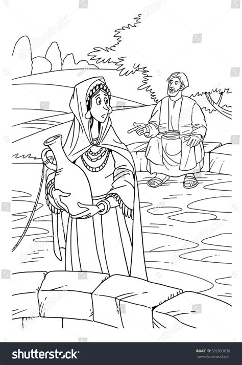 Jesus Talking Samaritan Woman Well Stock Illustration 582893638 Shutterstock