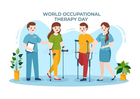 World Occupational Therapy Day Celebration Hand Drawn Cartoon Flat
