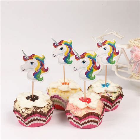 24pcs Unicorn Paper Cup Cake Topper Birthday Party Supplies Cupcake