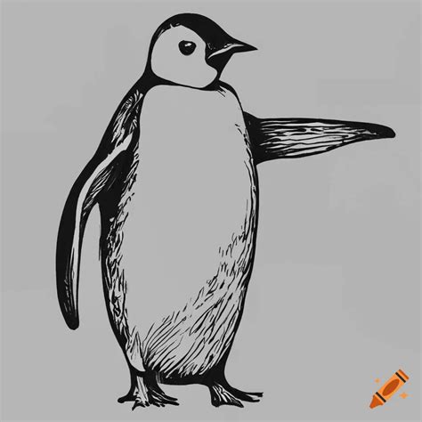 Black And White Drawing Of A Penguin
