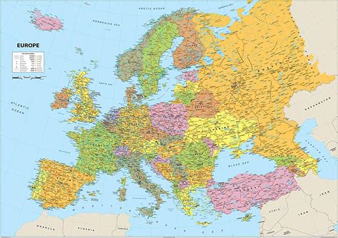 A1 Europe Map Paper Laminated A1 Size 594 X 841 Cm Uk