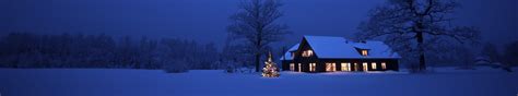 Winter Snow White Blue Lights Christmas Holiday Hut