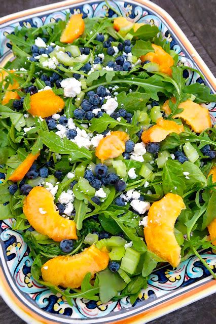 Scrumpdillyicious Niagara Peach Blueberry And Arugula Salad With Feta