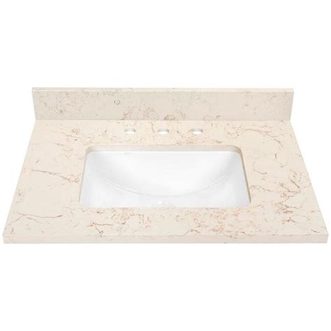 Our designer will make drawings and confirm with you. 31-in Marbled Beige Quartz Bathroom Vanity Top in the ...