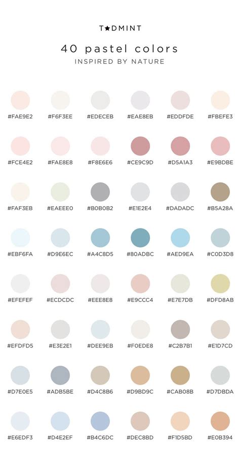 Pastel Color Palettes Inspired By Nature Tadmint Hex Color