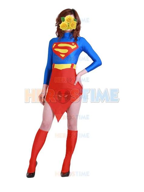 Supergirl Costume Halloween Cosplay Spandex Supergirl Dress Superhero Costume Zentai Suit The