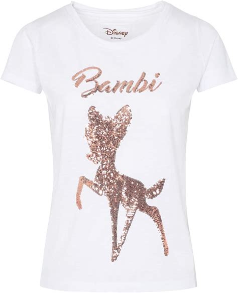 Hangowear Disney Shirt Bambi Weiß Tshirt Mit Rehkitz Print Kurzarm T Shirt Für Damen Amazon