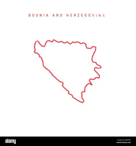 Bosnia And Herzegovina Editable Outline Map Bosnian Red Border