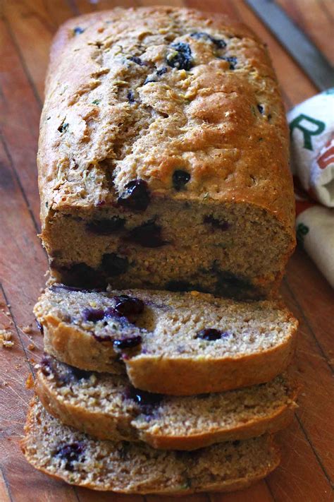 Zucchini Bread With Blueberries Sliced 