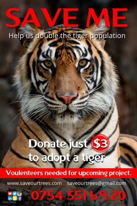 Save Tigers Campaign Poster Template Postermywall