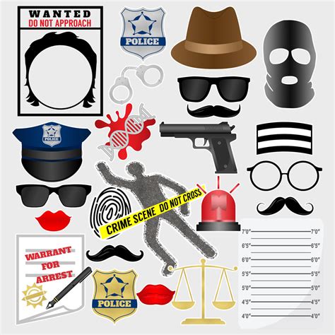 Printable Police Photo Booth Props Detective Crime Scene Party Props