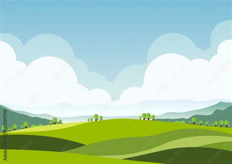 Nature Landscape Background Cuted Flat Design Stock Vector Adobe Stock