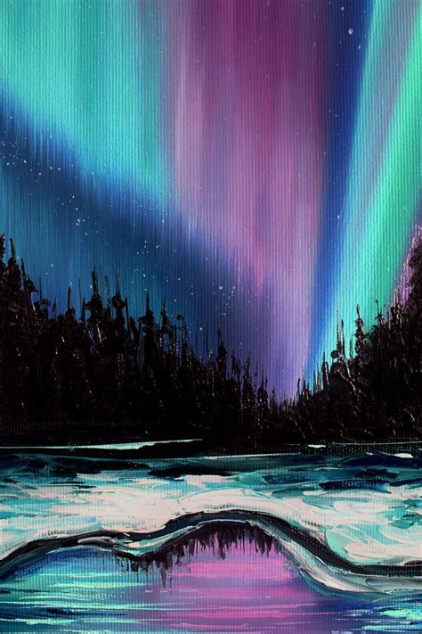 Easy aurora borealis acrylic painting tutorial step by step live streaming | theartsherpa. Northern lights art Winter landscape Christmas gift Aurora ...