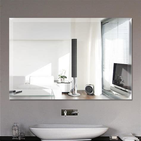 Neu Type Rectangel Simple Large Beveled Glass Wall Mounted Hanging Vanity Mirror In Bathroom