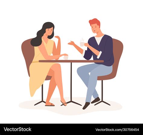 Cartoon Couple Enjoy Romantic Date Drink Coffee Vector Image