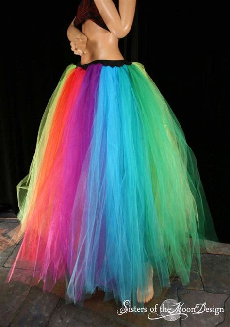 Rainbow Tutu Tulle Skirt Streamer Floor Length Formal Pride Fairytale