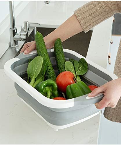 Collapsible Fold Cutting Board With Dish Tub Space Save Folding Washing