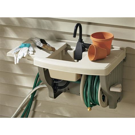 All of the end are plugged off with caps so water doesn't. Outdoor Sink with Hose - 100694, Yard & Garden at Sportsman's Guide