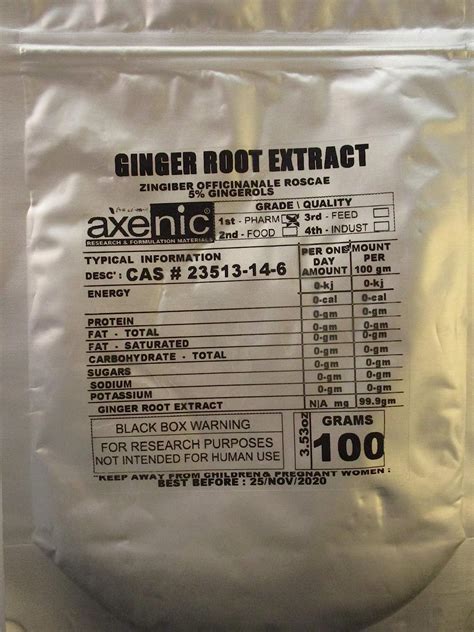 100 grams ginger root extract powder 5 gingerols cas 151 21 3 health and household