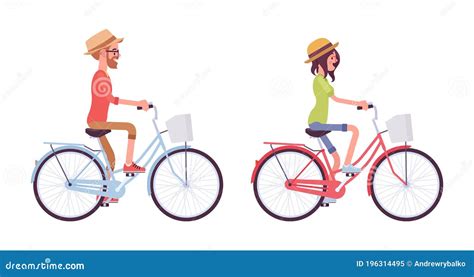 Young Man And Woman Riding A Bike Stock Vector Illustration Of Bicycle Isolated 196314495