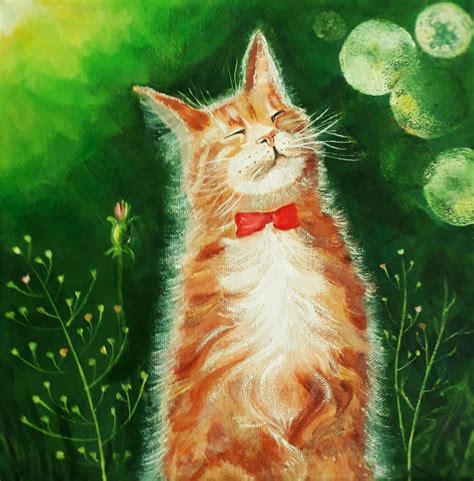 Funny Cat Painting Original Art Canvas Pet Portrait Wall Art Etsy