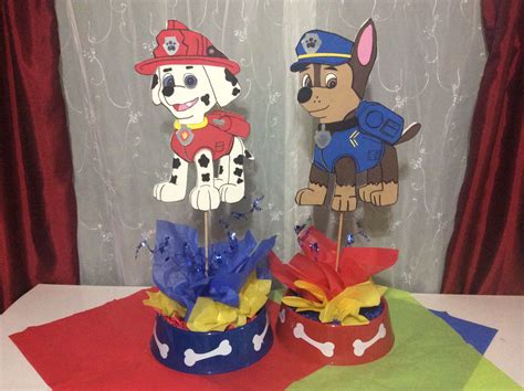Paw Patrol Centerpieces Chase Party Decor Marshall Birthday Rubble