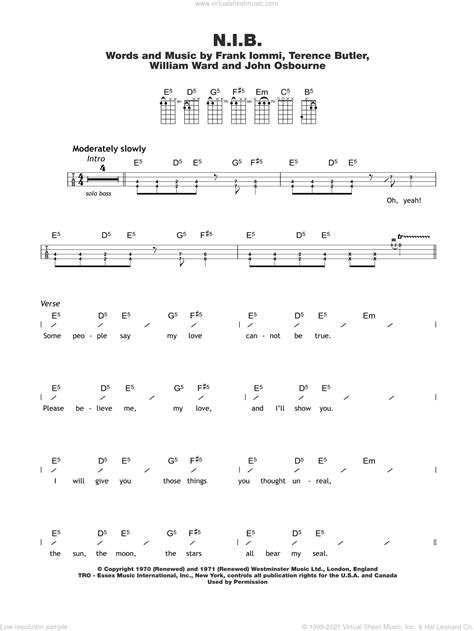 Our collection includes arrangements pf christmas music, folk songs, and more for soprano ukulele in standard tuning (high g, c, e, a). Sabbath - N.I.B. sheet music for ukulele (chords) PDF