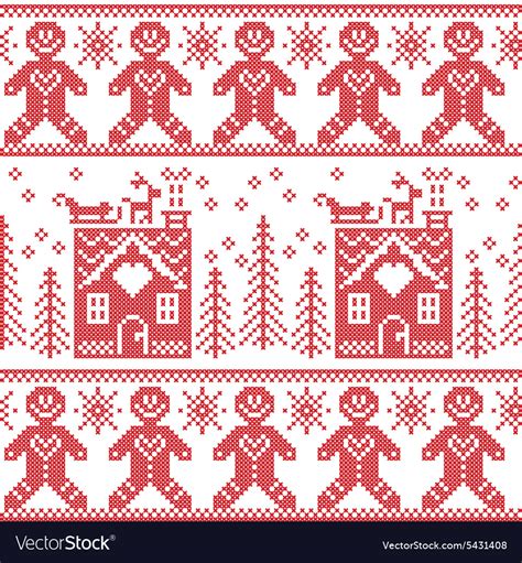 Scandinavian Nordic Christmas Pattern With Ginger Vector Image