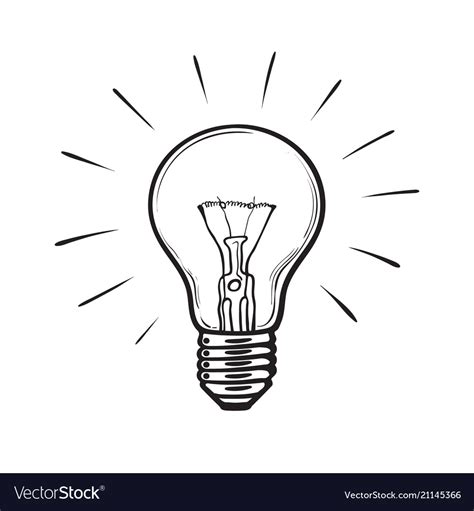Sketch Glowing Light Bulb Royalty Free Vector Image
