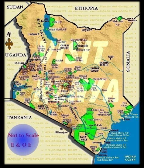 Map Of Kenya Showing Places To Visit National Parks And Game Map