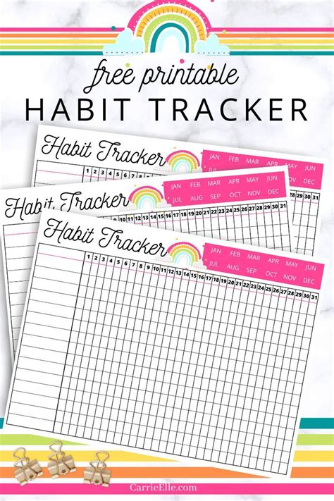 Printable Rainbow Habit Tracker Artofit