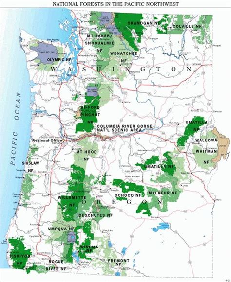 Map Showing All National Forests Located In Oregon And Washington