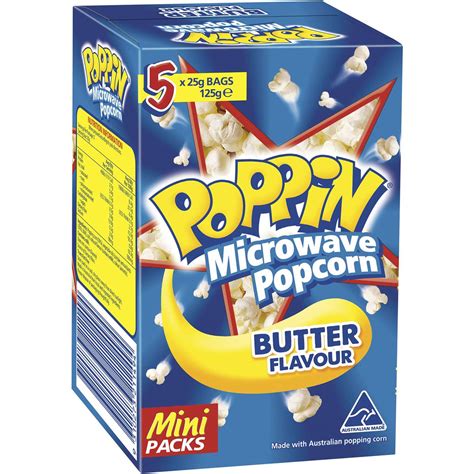 Poppin Microwave Popcorn Snack Packs Butter Flavour Woolworths
