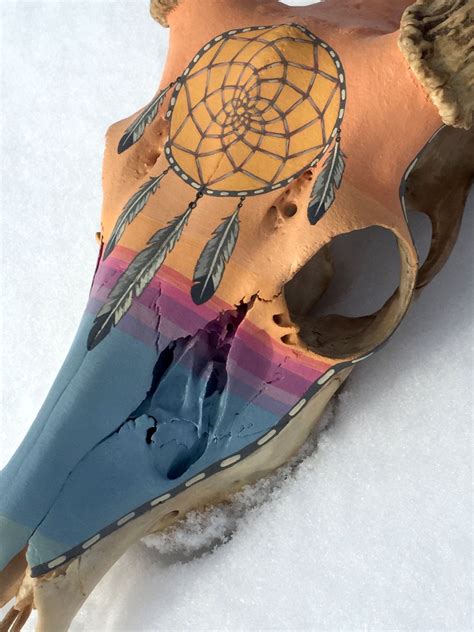 If you have any visible yellowish tint, relax all is not lost! Dreamcatcher Sunset Painted Deer Skull | Painted deer ...