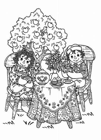 Raggedy Coloring Ann Pages Andy Tea Party