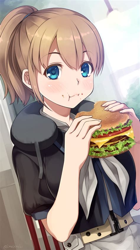 Anime Girls Eating Burgers On Tumblr