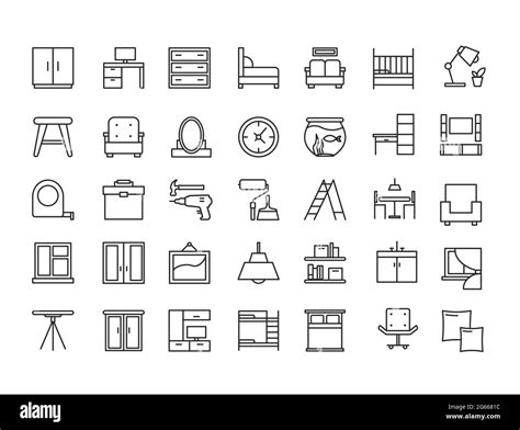 Furniture Devices And Decor Object Outline Line Icon Vector
