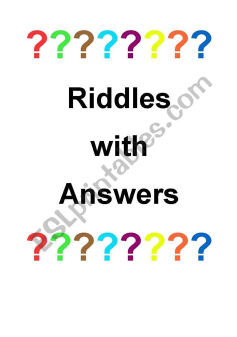 Riddles With Answers Esl Worksheet By Peterethio