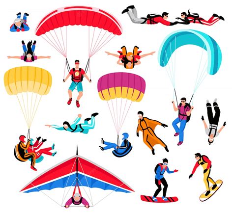 Free Vector Skydiving Amd Extreme Sports Set