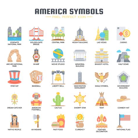 America Symbols Flat Color Icons 685210 Vector Art At Vecteezy