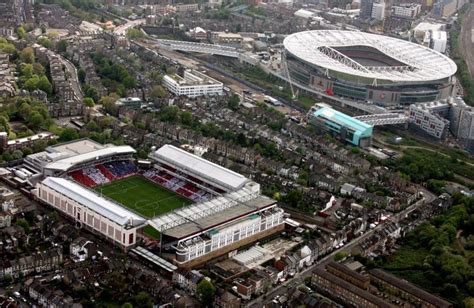 Highbury And The Emirates Arsenal Stadium Football Stadiums Aerial