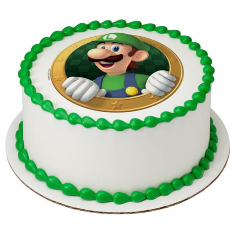 A great selection of online electronics, baby, video games & much more. Super Mario Luigi 7.5" Round Edible Cake Topper (Each) - Walmart.com