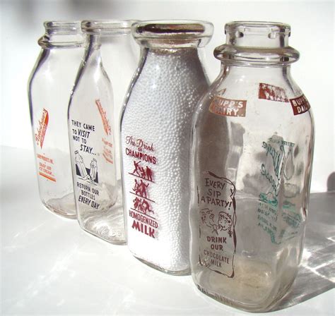 Small Vintage Milk Bottles