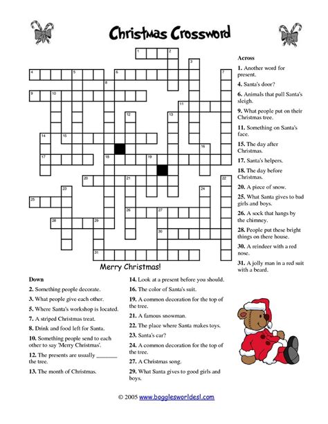 Free Holiday Crossword Puzzles Printable
