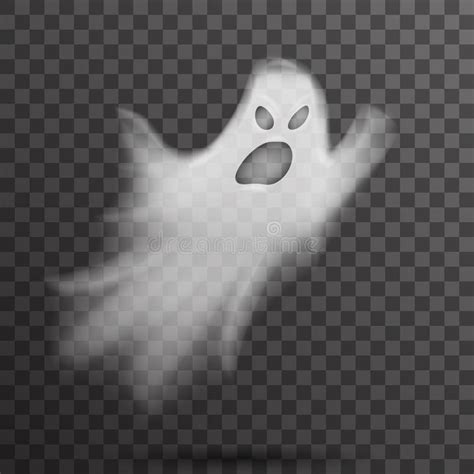 Angry Halloween White Scary Ghost Isolated Template Transparent Night