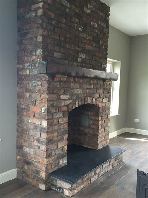 Reclaimed Brick Feature Fireplace With Kilkenny Limestone Hearth